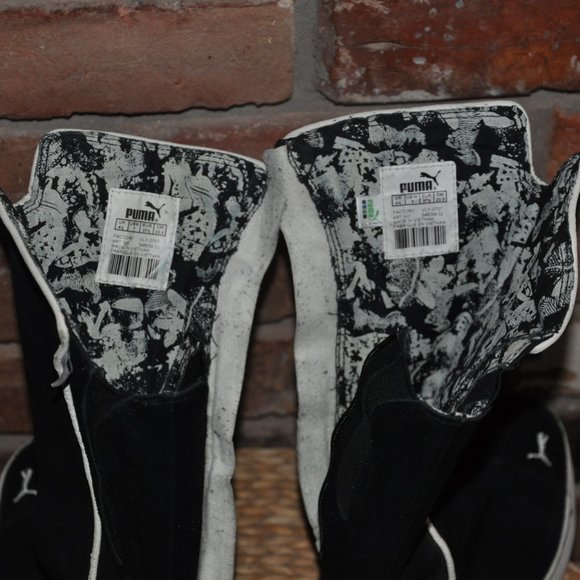 Puma Black & White Suede Tall Calf Zip-up High Top Sneaker Boots US 7, EUR 37.5 - Picture 11 of 12